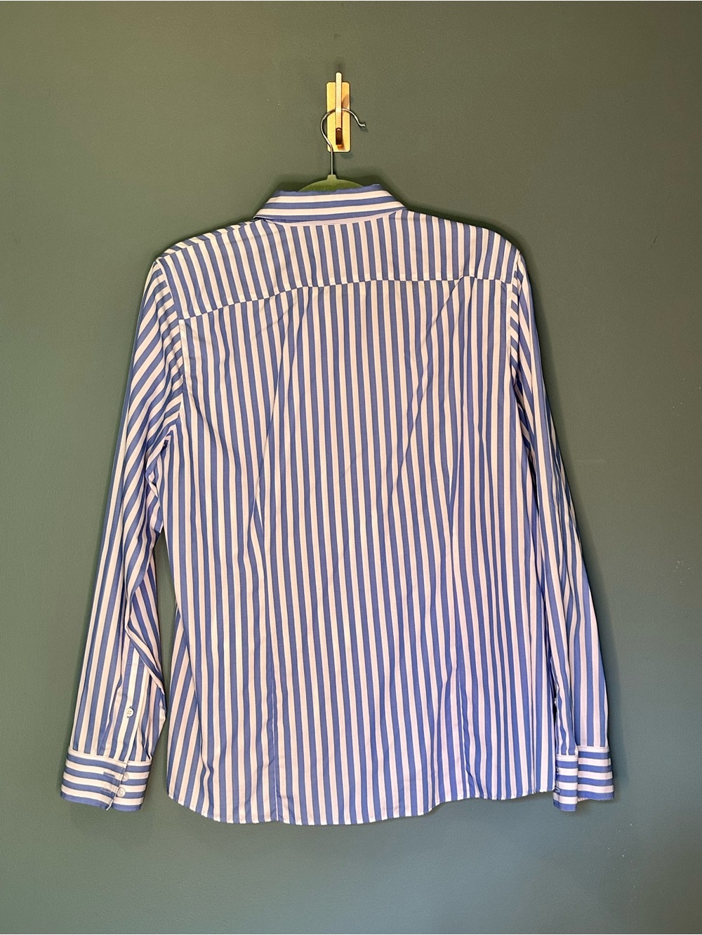 Lands’ End No Iron Supima Cotton Blue & White Striped Button-Up Shirt Size 16 - Picture 11 of 11